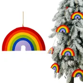 Bombki - BOMBKA TĘCZOWA DREWNIANA ZAWIESZKA TĘCZA 11 X 6 CM BOMBKI I OZDOBY CHOINKOWE - miniaturka - grafika 1