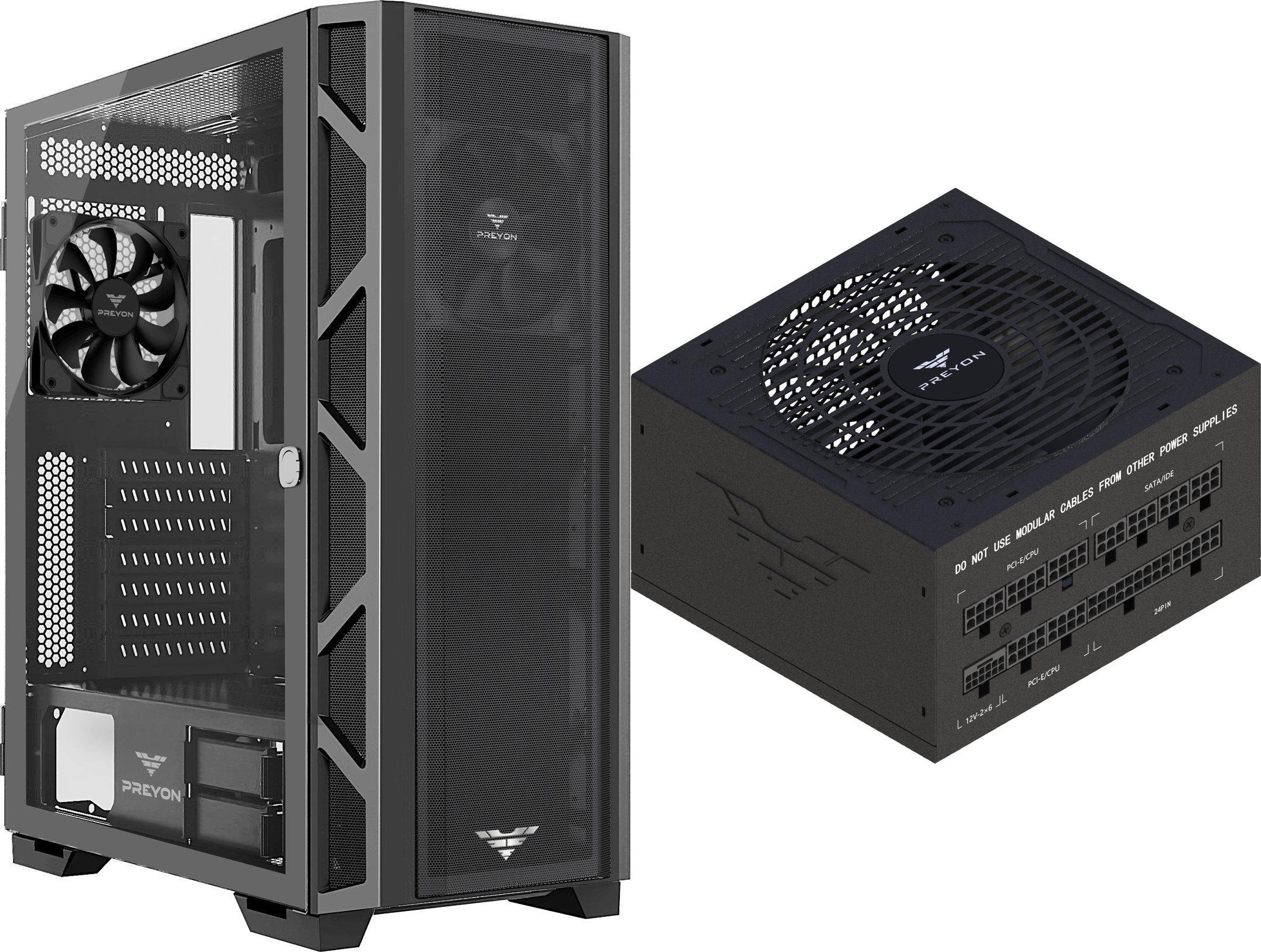 Obudowa PREYON Obudowa PREYON Nest Meshy PRENM02B + Zasilacz PREYON EAGLE POWER GOLD 850W