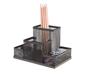 Przybornik na biurko metalowy siatka 4 komory 4A Z3318 czarny 1szt. /Z3318/ /SPB4A/CZ/ NET006-2 - Przyborniki na biurko - miniaturka - grafika 1