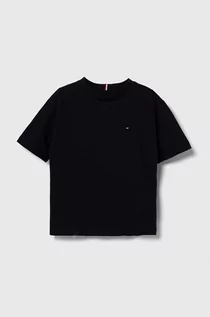 Koszulki dla chłopców - Tommy Hilfiger t-shirt bawełniany dziecięcy kolor czarny gładki - grafika 1