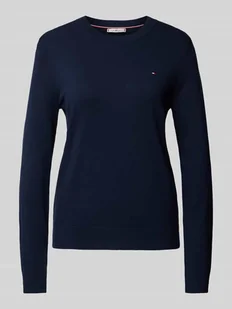 Sweter z dzianiny z wyhaftowanym logo - Swetry damskie - miniaturka - grafika 1
