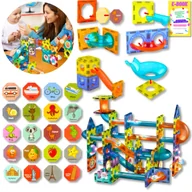 Klocki - DUŻY ZESTAW KLOCKI MAGNETYCZNE ŚWIECĄCE KONSTRUKCYJNE EDUKACYJNE ZESTAW 75EL DUŻE PANELE PREZENT DLA DZIECKA + EBOOK - miniaturka - grafika 1