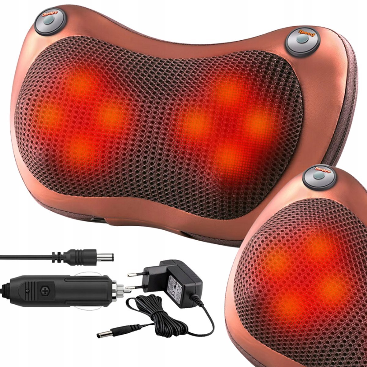 Poduszka MASAŻER SHIATSU GRZEJĄCA DO KARKU PLECÓW SZYI MASUJĄCA