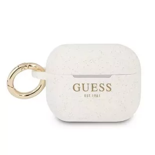 Guess GUAPSGGEH AirPods Pro cover biały/white Silicone Glitter - Akcesoria do słuchawek - miniaturka - grafika 1