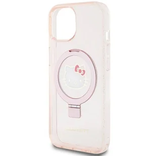 Oryginalne Etui IPHONE 13 / 14 / 15 Hello Kitty Hardcase Ring Stand Glitter Electrop Logo MagSafe (HKHMP15SHRSGEP) różowe - Etui i futerały do telefonów - miniaturka - grafika 5