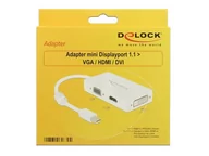 Adaptery i przejściówki - Delock Adapter miniDisplayport 1.1 męski > VGA / HDMI / DVI żeński pasywne biały (62630) - miniaturka - grafika 1