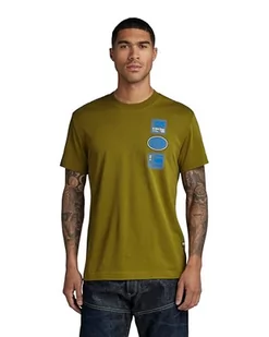 G-STAR RAW Koszulka męska Multi Badge R T, Brązowy (Tobacco D23903-336-248), S - Koszulki męskie - miniaturka - grafika 1
