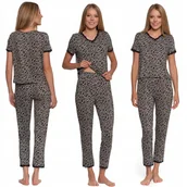 Piżamy damskie - PIŻAMA DAMSKA DWUCZĘŚCIOWA W PANTERKĘ DŁUGIE SPODNIE WISKOZA MORAJ XL PATT 1 - miniaturka - grafika 1