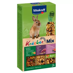 Vitakraft krakersy dla królików miniaturek Trio-Mix  - 3 x 3 szt. (warzywa, winogrona, owoce leśne) - Przysmaki dla gryzoni - miniaturka - grafika 1
