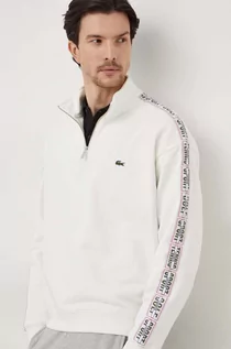 Bluzy męskie - Lacoste bluza bawełniana męska kolor beżowy z aplikacją - grafika 1
