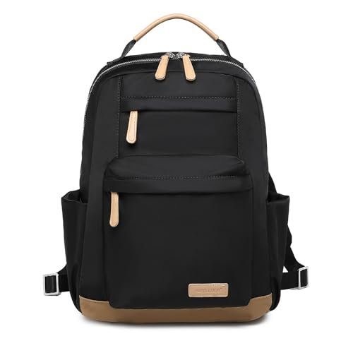 Miss Lulu Plecak na komputer damski, plecaki uniwersyteckie, szkolne, podróżne, plecak damski, plecak biurowy i plecak torba damska wodoodporna, czarno-brązowy, L, Casual