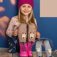 Rajstopy dziecięce - Dziecięce rajstopki z mikrofibry z aplikacją 3D 100 DEN Knittex Elkie Beżowe - miniaturka - grafika 1