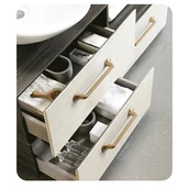 Zawiasy, okucia i inne akcesoria - Zestaw 2 uchwytów meblowych, uchwytów do szafek, otworów na uchwyty do szuflad, złoty, rozstaw 128 mm, stop cynku - miniaturka - grafika 1