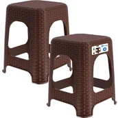 Taborety i hokery - Taboret rattan 45 x 26 cm brązowy, 2 szt. - miniaturka - grafika 1