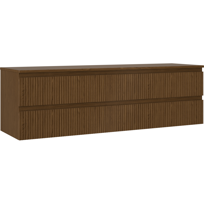 Mexen Rivel szafka łazienkowa podumywalkowa 160 cm z blatem, 2 szuflady, ryflowana , orzech - 91A20-16047-2-BFFC86