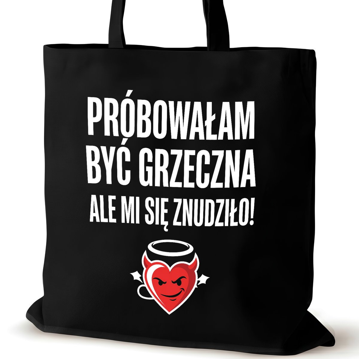 Torba bawełniana dla VIRAL na ramię czarna nadrukiem przyjaciółki
