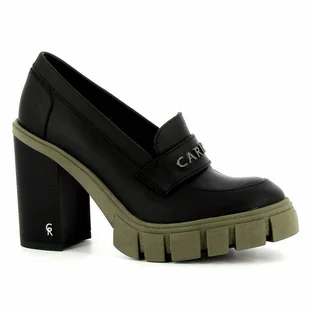 Czarne półbuty na obcasie CARINII - Carinii - Mokasyny damskie - miniaturka - grafika 1