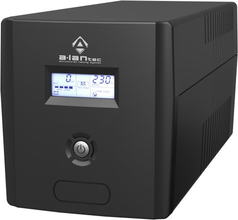 UPS Alantec Zasilacz awaryjny UPS 1000VA/600W, 220V/50Hz, obudowa Tower, LCD, 4×CEE 7/3, USB, akumulatory VRLA 2×7Ah, kabel USB A-B 1.2 m, kabel zasilający CEE 7/7 1.4 m AP-BK1000-02