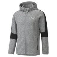 Bluzy męskie - Bluza z kapturem męska Puma EVOSTRIPE FULL-ZIP szara 58942403-M - miniaturka - grafika 1
