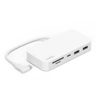 Stacje dokujące i replikatory portów - Wieloportowy koncentrator USB-C 6 w 1 z mocowaniem, biały - miniaturka - grafika 1