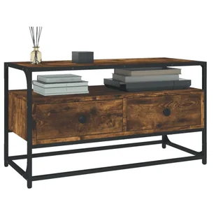 Szafka pod TV, przydymiony dąb, 80x35x45 cm Lumarko! - Szafki RTV - miniaturka - grafika 5