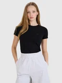 Koszulki i topy damskie - 4F T-shirt slim gładki damski (2-pack) - czarny L - miniaturka - grafika 1