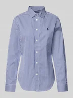 Swetry damskie - Bluzka koszulowa o kroju regular fit z wyhaftowanym logo - miniaturka - grafika 1