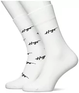 Skarpetki męskie - HUGO Męskie skarpety 2P RS Allover CC Regular_Socks, White100, 35-38, White100 - miniaturka - grafika 1