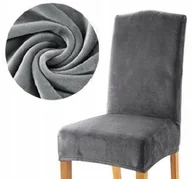 Pokrowce na meble - POKROWIEC krzesło velvet WELUR SZARY plusz GRUBY - miniaturka - grafika 1