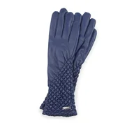 Rękawiczki - Damskie rękawiczki skórzane marszczone - miniaturka - grafika 1