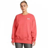 Koszulki sportowe damskie - Damska bluza dresowa nierozpinana bez kaptura Under Armour Essential Flc OS Crew - różowa - UNDER ARMOUR - miniaturka - grafika 1
