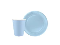Dekoracje i nakrycia stołu na imprezę - Jasnoniebieski zestaw papierowy - 24 szt. - miniaturka - grafika 1