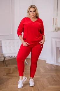 Czerwony Dres MENTIO - Tono - Spodnie sportowe damskie - miniaturka - grafika 1