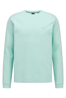 Bluzy męskie - BOSS Męska bluza Salbo Curved z bawełny Interlock z okrągłym wycięciem pod szyją i wygiętym logo, Light/Pastel Green332, XXL - grafika 1