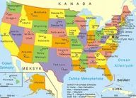 Naklejki na ścianę - Naklejki na ścianę Mapa USA Stany Zjednoczone - 90x60 cm - miniaturka - grafika 1