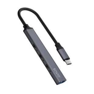 SAVIO HUB USB-C - 3 X USB-A 2.0, 1 X USB-A 3.0, SZARY, AK-71 - Kable - miniaturka - grafika 2