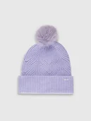 Czapki damskie - 4F Czapka zimowa z pomponem damska - fioletowa S - miniaturka - grafika 1