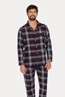 Piżamy męskie - Flanelowa piżama męska MARTIN L Ciemnoniebieski - miniaturka - grafika 1