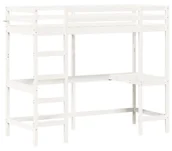 Łóżka dla dzieci i młodzieży - Klasyczne białe łóżko sosnowe z biurkiem na atresoli 90x200 H7-N08 - miniaturka - grafika 1