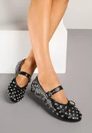 Baleriny - Czarne Balerinki Ozdobione Kokardą i Nitami Ridinora - miniaturka - grafika 1