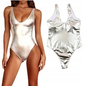 Stroje kąpielowe - Jednoczęściowy strój kąpielowy metaliczny : Rozmiar - L - miniaturka - grafika 1
