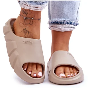 Lekkie Damskie Piankowe Klapki Big Star LL274593 Beżowe beżowy - Klapki i japonki damskie - miniaturka - grafika 1