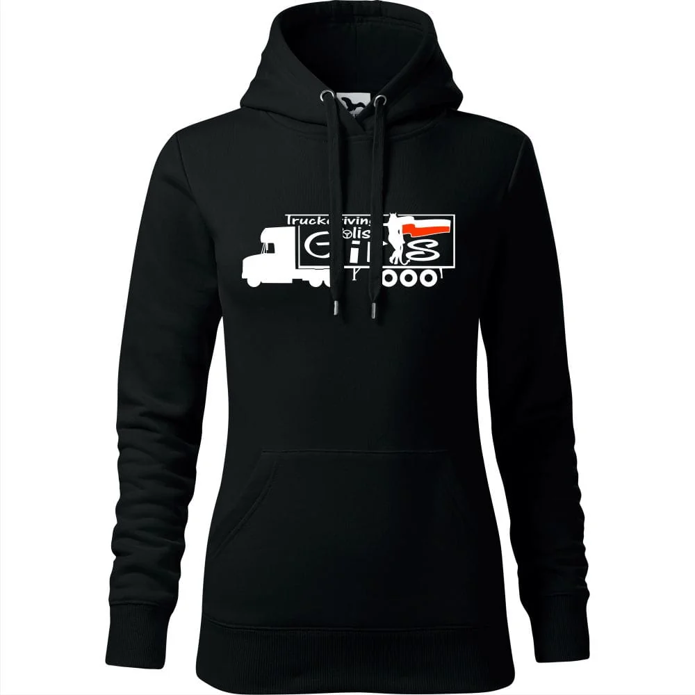 Damska Bluza Z Kapturem - Truckdriving Polish Girls Czarny 2xl