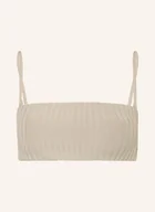 Stroje kąpielowe - Calvin Klein Góra Od Bikini Bandeau Archive Rib beige - miniaturka - grafika 1