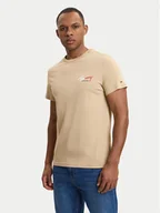 Koszulki męskie - Tommy Jeans T-Shirt DM0DM22538 Beżowy Slim Fit - miniaturka - grafika 1