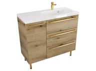 Szafki łazienkowe - Szafka Stojąca Z Umywalką ATHD 90 cm D Prawa - Dąb Evoke Coast Mat - Uchwyty Złote Polerowane - miniaturka - grafika 1