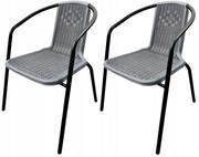 Fotele i krzesła ogrodowe - 2X Mocne Metalowe Nowoczesne Krzesło Ogrodowe Loretto Szare - miniaturka - grafika 1