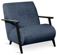 Fotele - Granatowy fotel lisek z drewnianymi podłokietnikami N3-T50 - miniaturka - grafika 1
