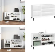 Szafki na buty - vidaXL Stojak na buty biały wysoki połysk 102x36x60 cm materiał drewnopochodny - Szafka na buty - Szafki na buty - Stojak na buty - Przechowywanie butów - miniaturka - grafika 1