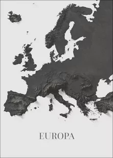 Europa mapa czarno biała - plakat Wymiar do wyboru: 42x59,4 cm - Plakaty - miniaturka - grafika 1